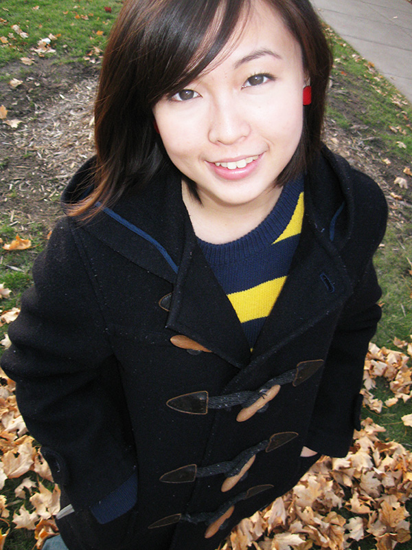 Peggy Wu poses with her pea coat. (Photo by Priya Kailash / Student Voice) Peggy Wu poses with her pea coat. (Photo by Priya Kailash / Student Voice)